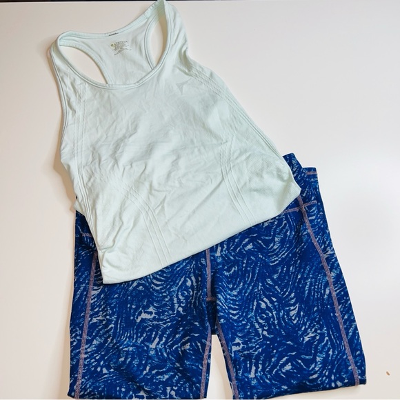 Athleta Workout Bundle Blue Legging S w Mint Green Top XS Workout Set - Picture 1 of 8